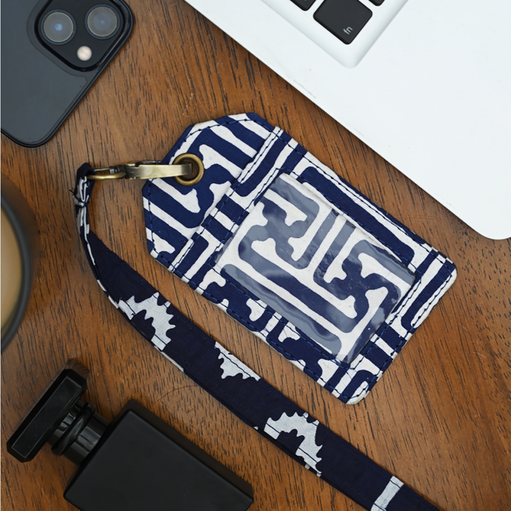 

NONA RARA - Lanyard Garut Blue A0066, Lanyard ID Card Holder Batik Modern