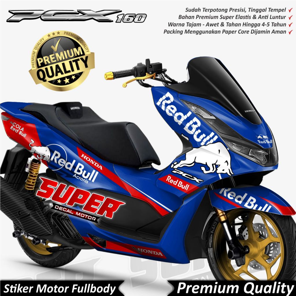 Stiker Decal Honda PCX 160 2022 Full Body Variasi Redbull Torro Keren