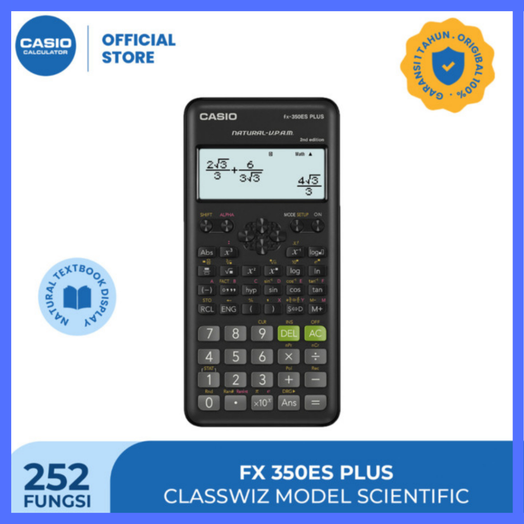 

Kalkulator Ilmiah Casio Layar Besar FX-350ES PLUS Scientific Calculator