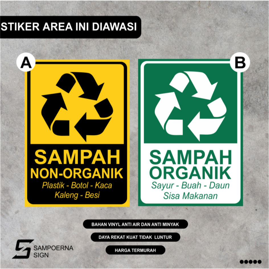 

Stiker sampah organik non organik / stiker limbah organik non organik / stiker sampah kering / sticker sampah basah