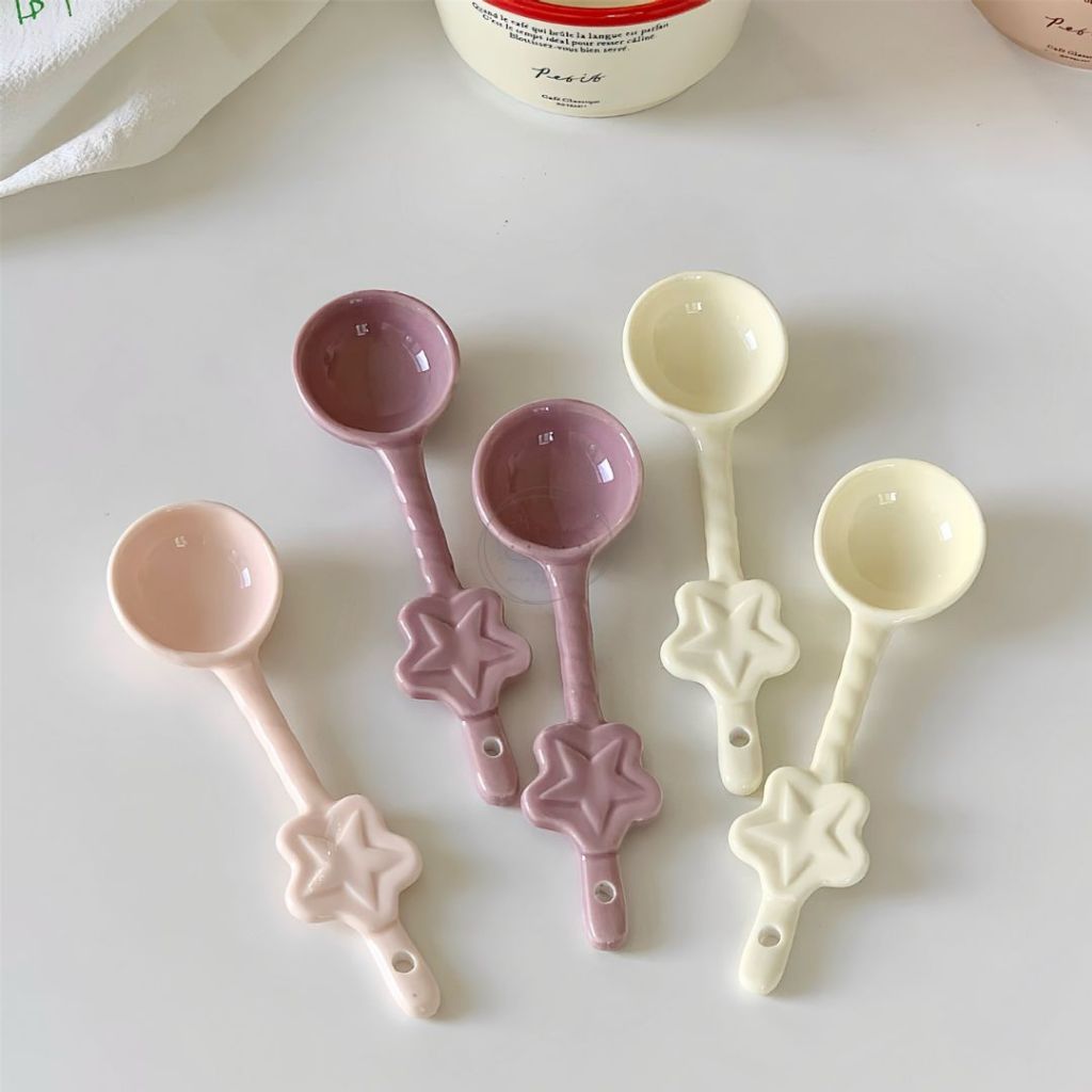 MICO - Star Spoon Ceramic / Sendok Keramik Korea Aesthetic / Sendok Nasi Sup