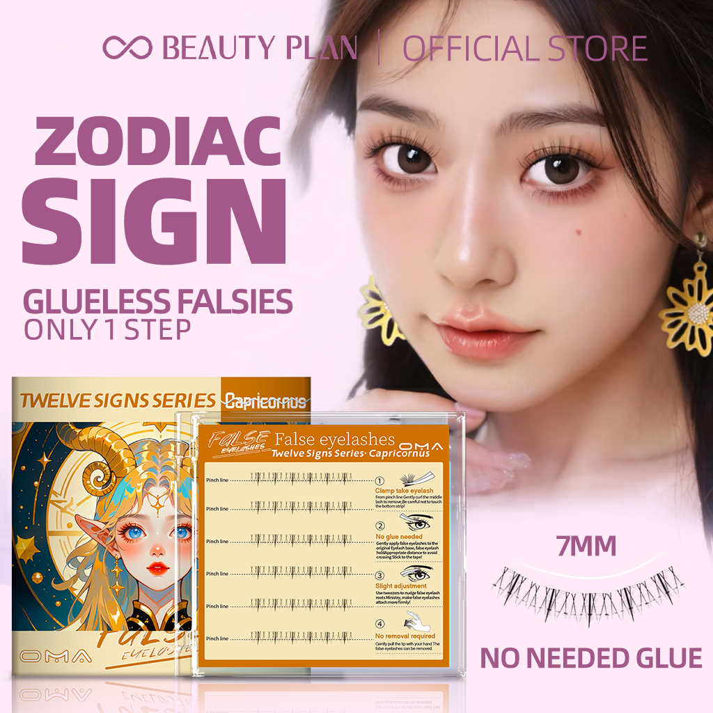 BEAUTY PLAN Tanpa Lem Bulu Mata Bawah | Lower Lashes Gaya Zodiac D Curl Individu Bisa Reuse | Natura