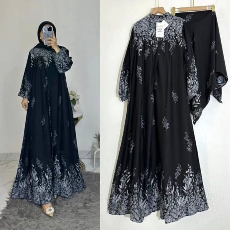 Gamis free hijab rayon diamond ori - Gamis Kekinian set hijab - Gamis rayon diamond set hijab -