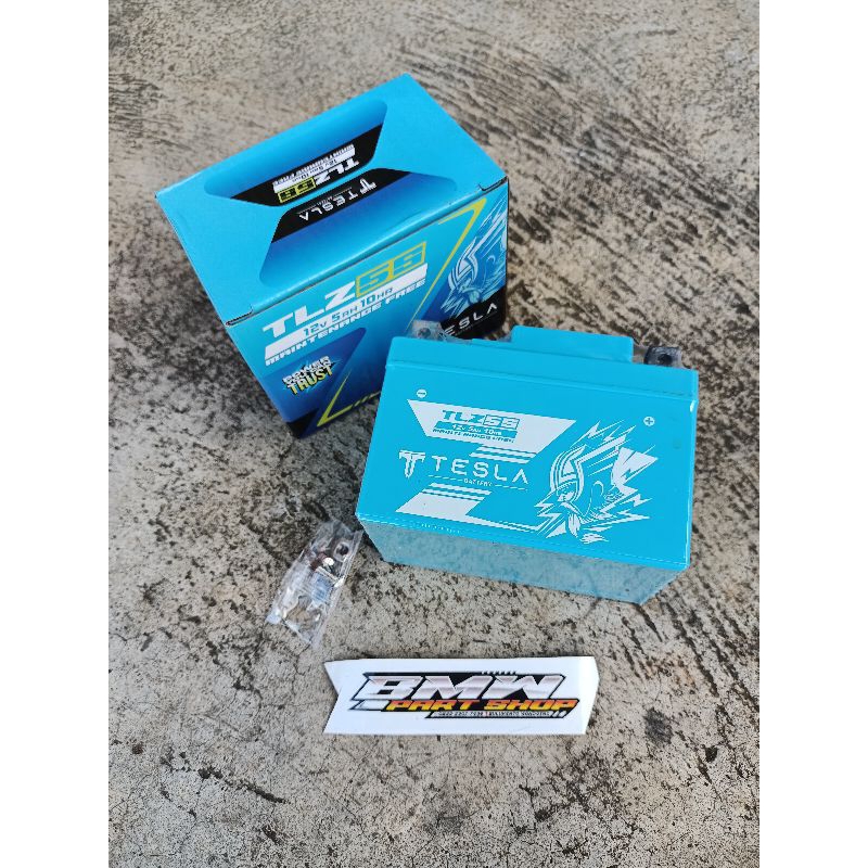 Aki motor beat merek tesla TLZ SS 12V 5AH 10HR aki kering cb gl mp tiger rx-king bebek matic dll