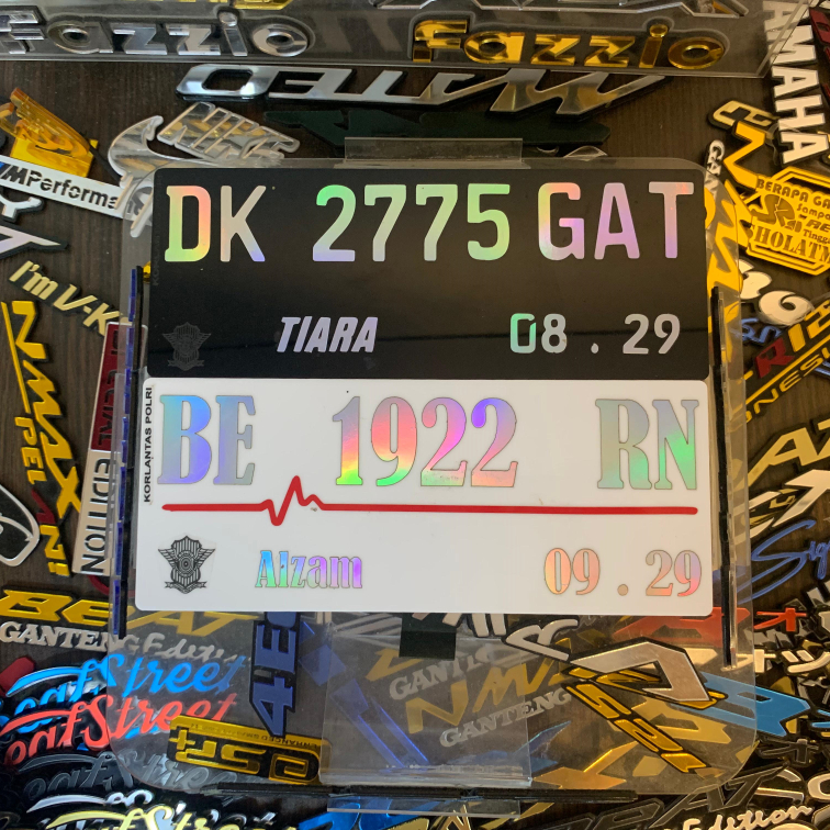 Plat Nomor Motor Akrilik Variasi Hologram Custom Baut Tanam Murah Original Tidak Timbul
