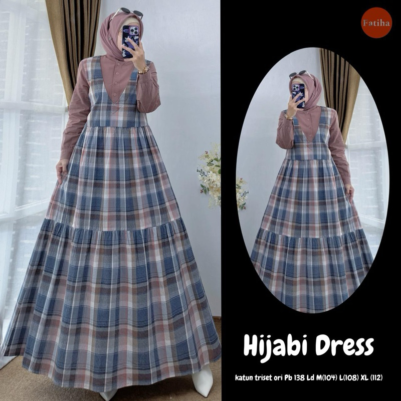ZS Hijabi Maxy Dress Wanita / Daily Casual Dress Wanita Bahan Katun Triset Motif Kotak-Kotak
