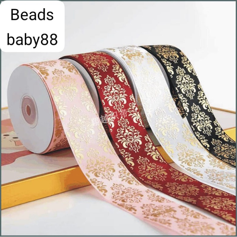 

BeadsBaby88 Pita Satin Motif Vintage Klasik Korea Hologram 3,8cm Premium Quality (per 1yard ) bahan best quality super lembut cocok untuk dibuat jepit rambut anak, acc fashion lain atau bahan untuk buat bunga