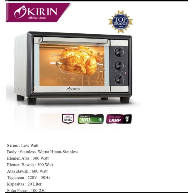 Oven Kirin KBO 200 RA KBO200RA Low Watt