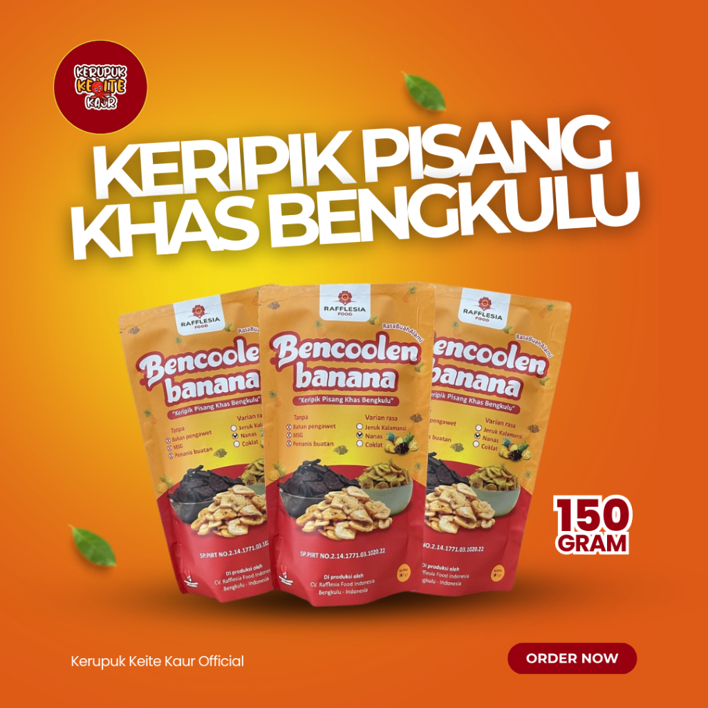 

Keripik Pisang khas bengkulu Bencoolen Banana 100 gr