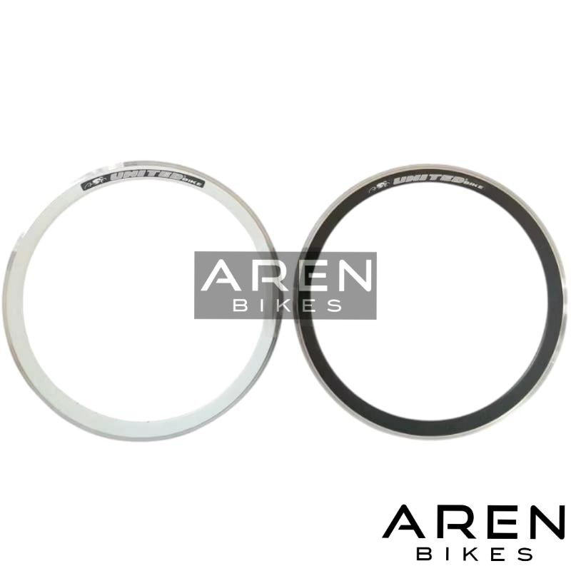 VELG SEPEDA 24 x 1 3/8 UNITED 04C 4CM 4 CM 40MM HITAM PUTIH RIM RIMS LUBANG 36 HOLE 36H ALOY ALUMUNI