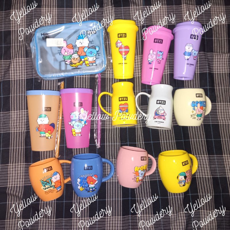READY MERCHANDISE MILK LIFE BT21 MUG CERAMIC BAG TUMBLER STRAW KOYA RJ SHOOKY MANG CHIMMY TATA COOKY
