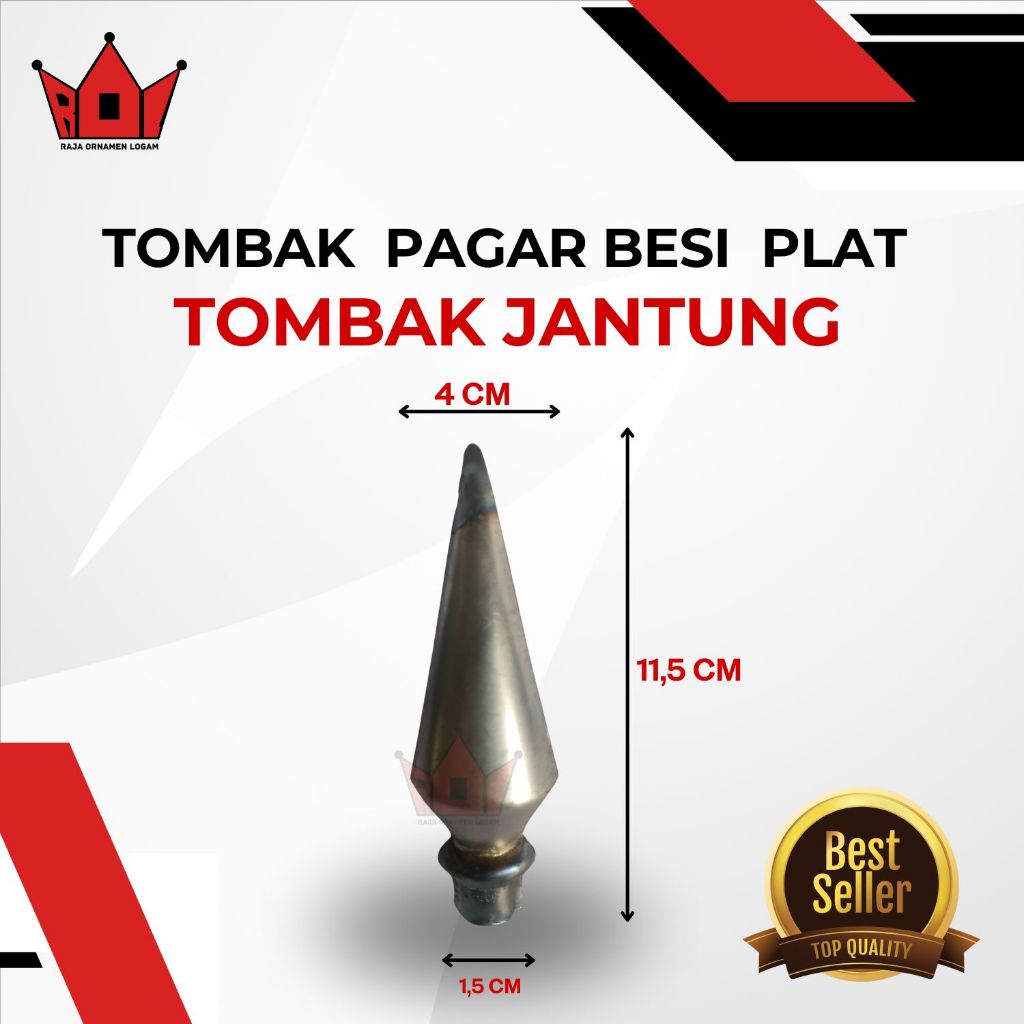 Tombak Jantung Besi Plat Ornamen pagar