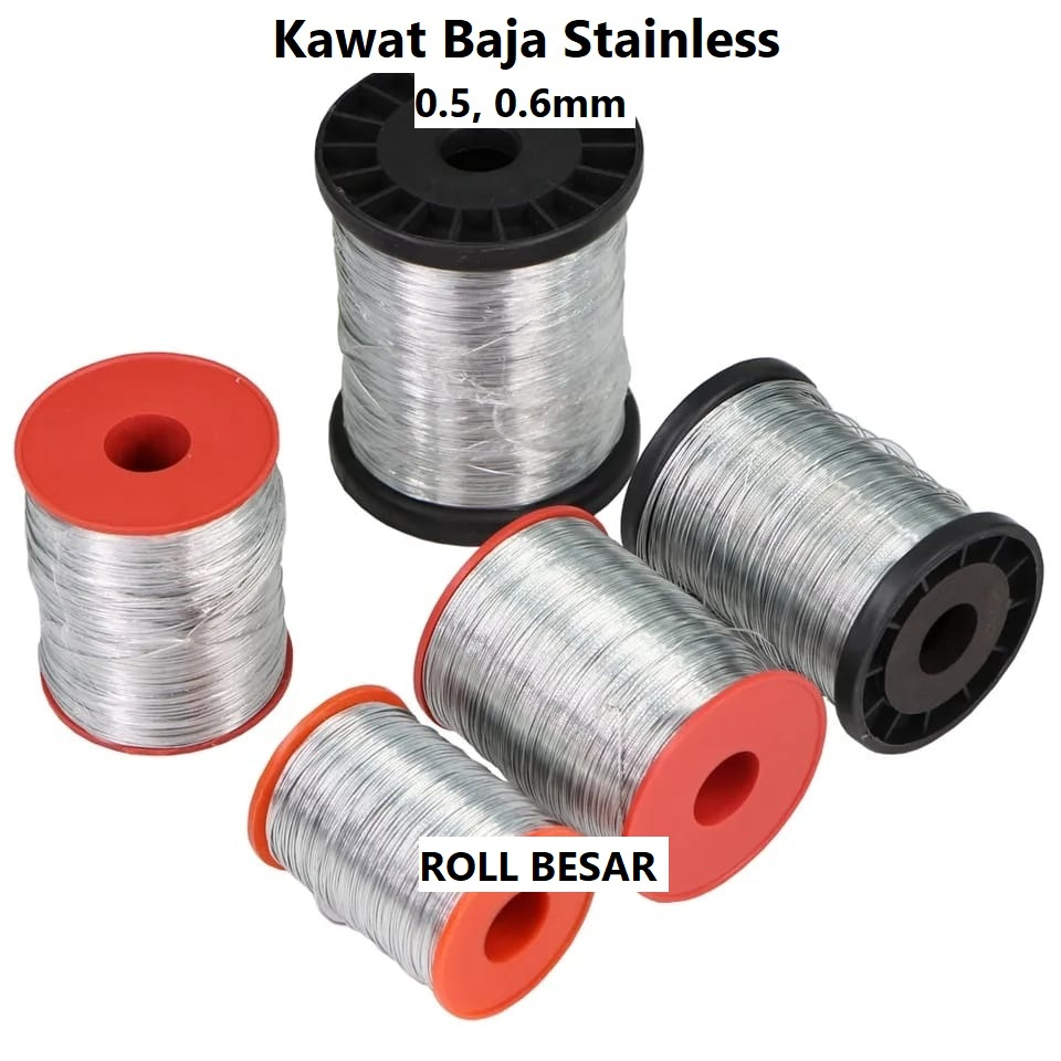 Kawat Tembaga/Kawat Stainless 304 Kawat Baja Diameter 0.5 & 0.6 mm Harga/Roll Besar