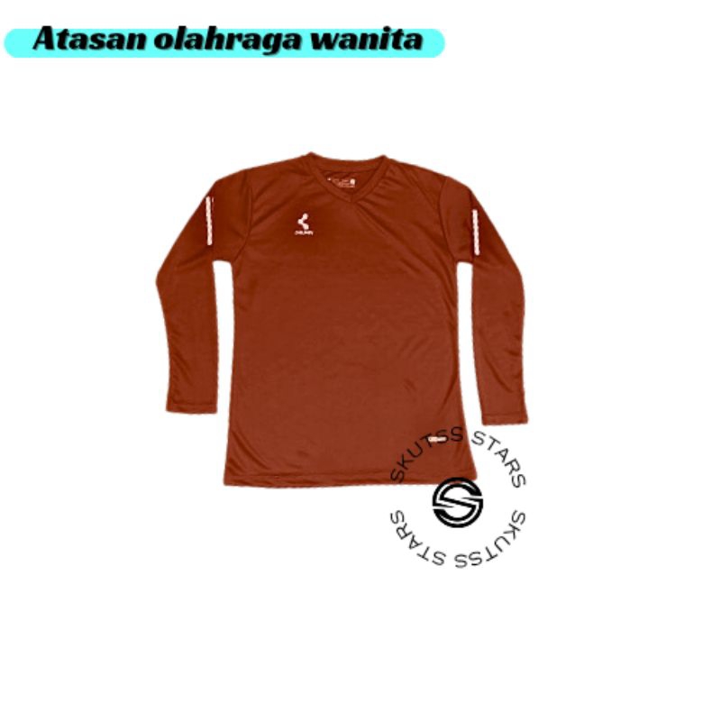 Kaos olahraga wanita dryfit lengan panjang muslimah untuk zumba joging dan senam.