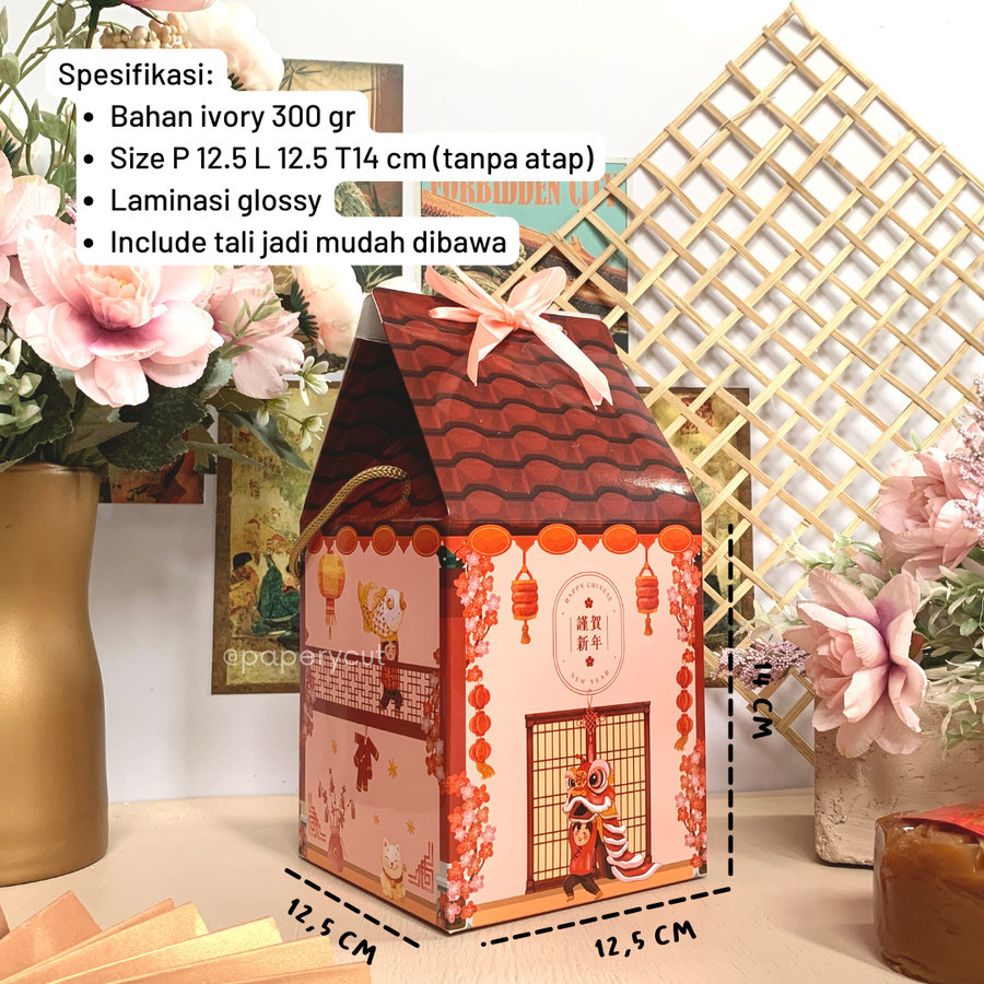 

Box Hampers Imlek Medium Model Rumah Dus Packaging Imlek Laminasi Glossy