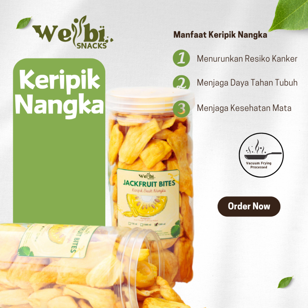 

Keripik Buah Nangka Kering Cemilan Sehat Halal 100% Produk Lokal Wellbi Snacks