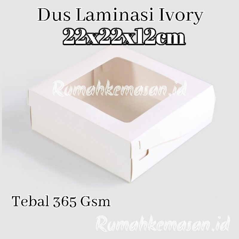 

(22x22x12) Dus Putih Ivory TINGGI laminasi Window 22x22x12cm tebal 365gsm