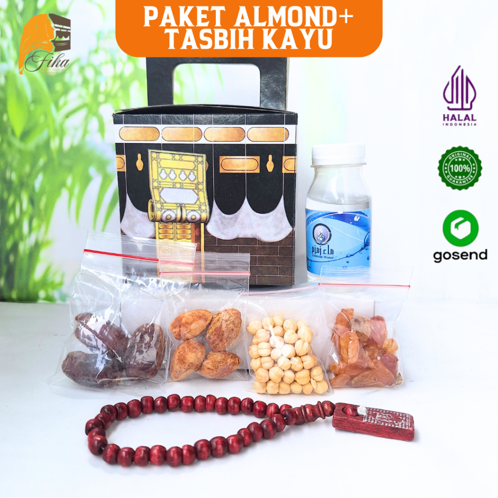 

Paket Hemat Oleh Oleh Haji dan Umroh Gift Hampers Air Zamzam Original Almond + Tasbih Kayu 33 butir