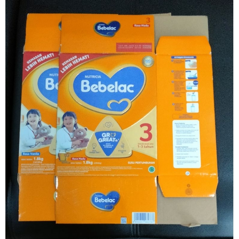 Kardus bekas susu Bebelac 3&4 1,8 kg