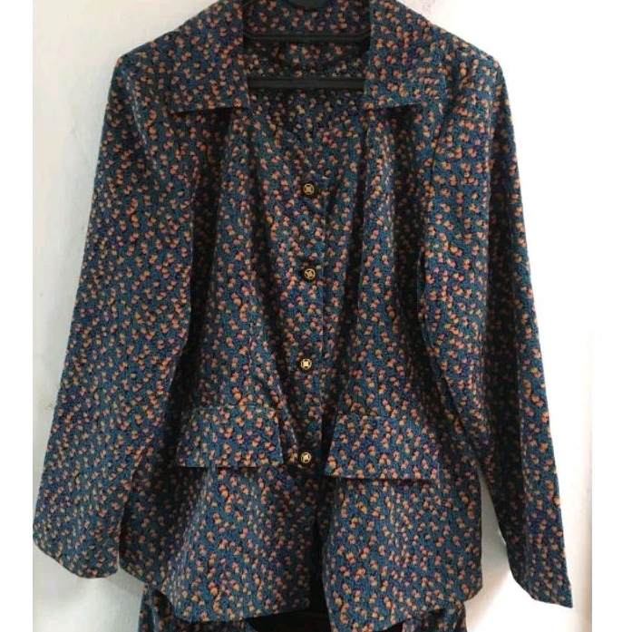 Setelan Wanita Kerja|Preloved Set Vintage Motif Bunga
