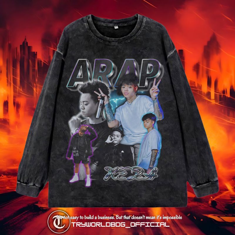 TRYWORLDBDG OFFICIAL "REZA ARAP" LONGSLEEVE | KAOS OVERSIZED | KAOS WASHED | STONE WASH | OVERSIZED 