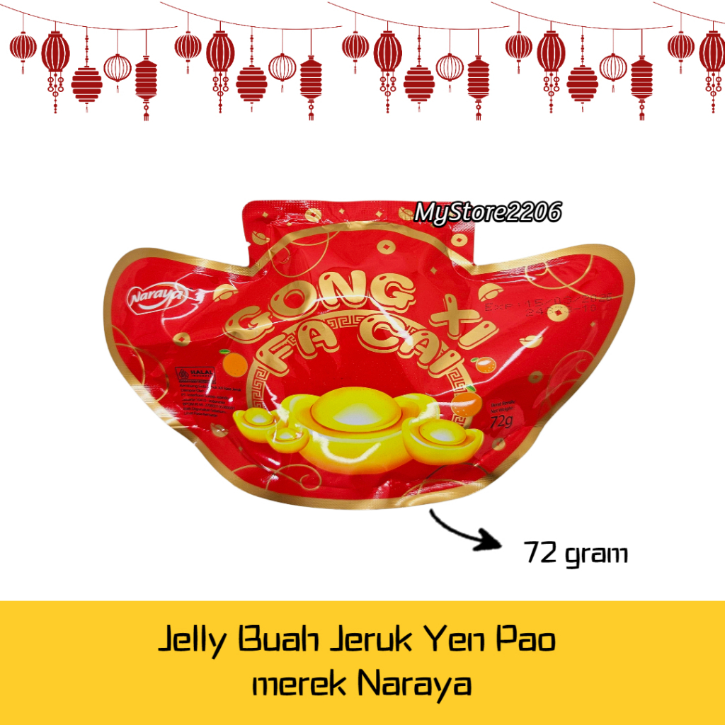 

Jelly Jeruk kemasan Yen Pao / Yuan Bao merek NARAYA