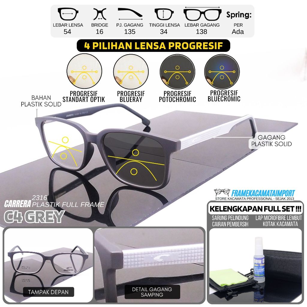 Kacamata Progresif Minus Photocromic Pria Plastik Kasual Kualitas Optik