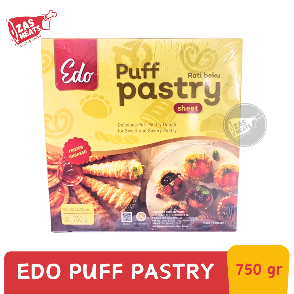 

EDO PUFF PASTRY 750GR | Edo isi 4 Sheet Lembaran Adonan Pastri 750 gram