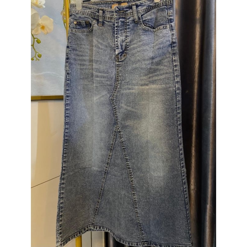 Rok Denim Levis panjang wanita* Tebal* Kantung depan belakang 2*Bawahan wanita