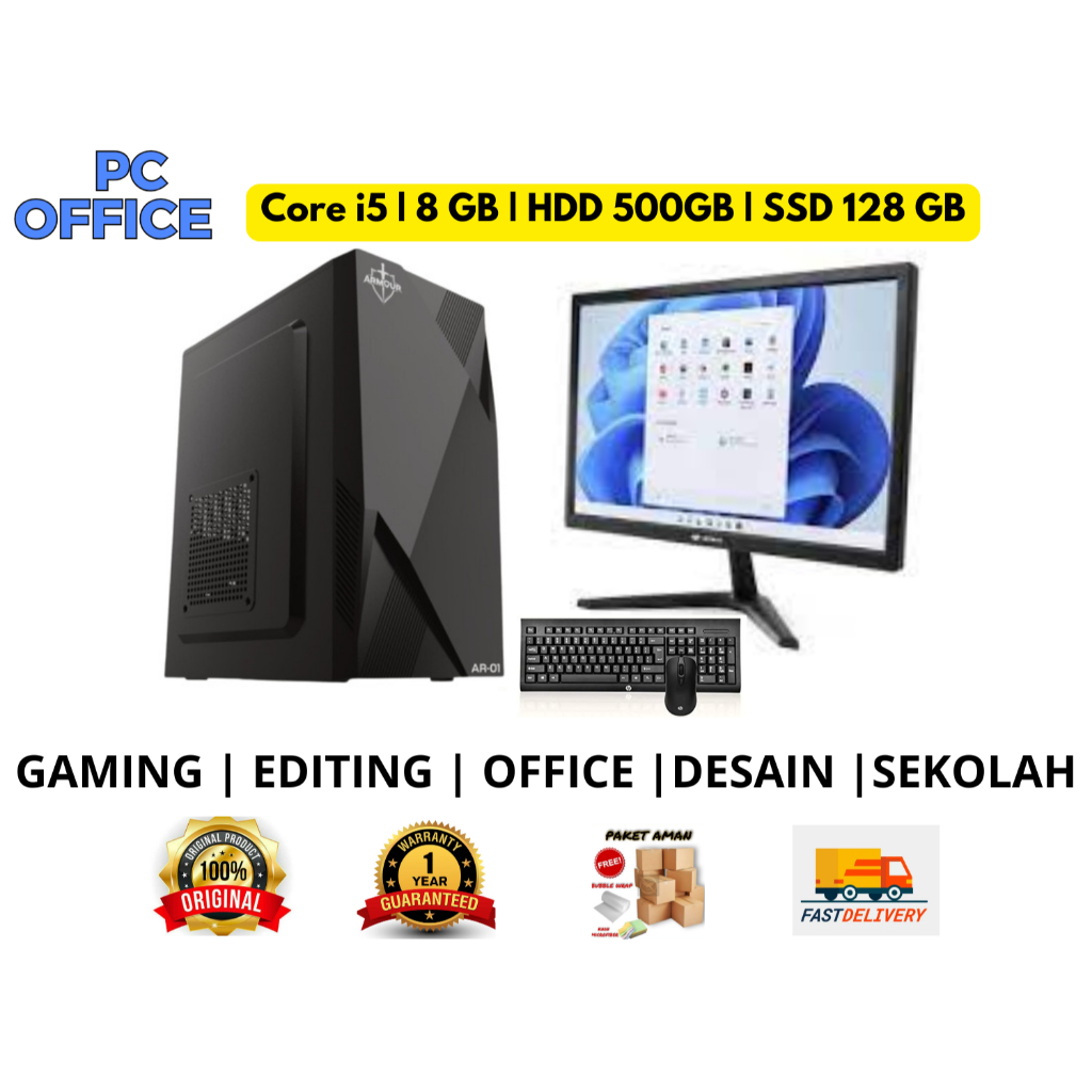 Komputer Full Set I5 Gaming Desain Editing Ram 8GB / 500GB / SSD / berkualitas