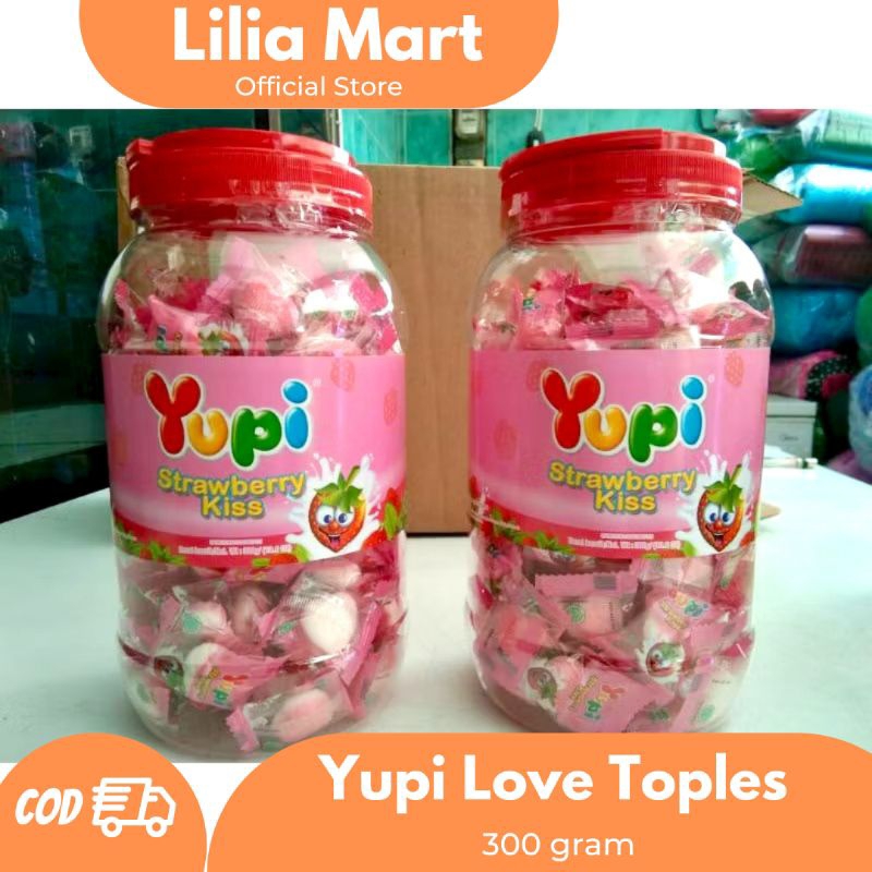 

Yupi Strawberry Kiss Toples 300 gram / Permen Yupi Love Toples