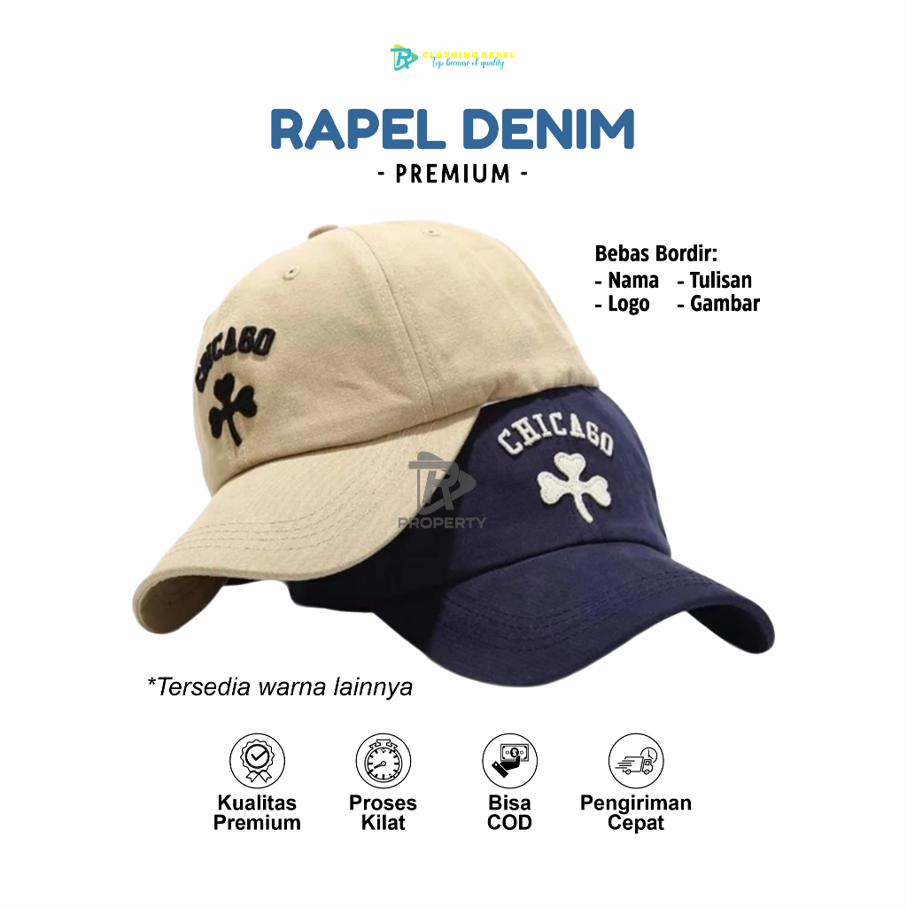 TOPI BASEBALL RAFEL DENIM PREMIUM FREE BORDIR LOGO DAN NAMA SUKA-SUKA TERMURAH