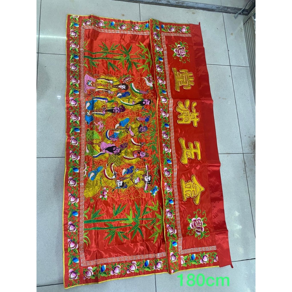 Towi / Tok Wi / Tokwi - Kain altar Merah - 8 Dewa - Bordir - 180 cm g