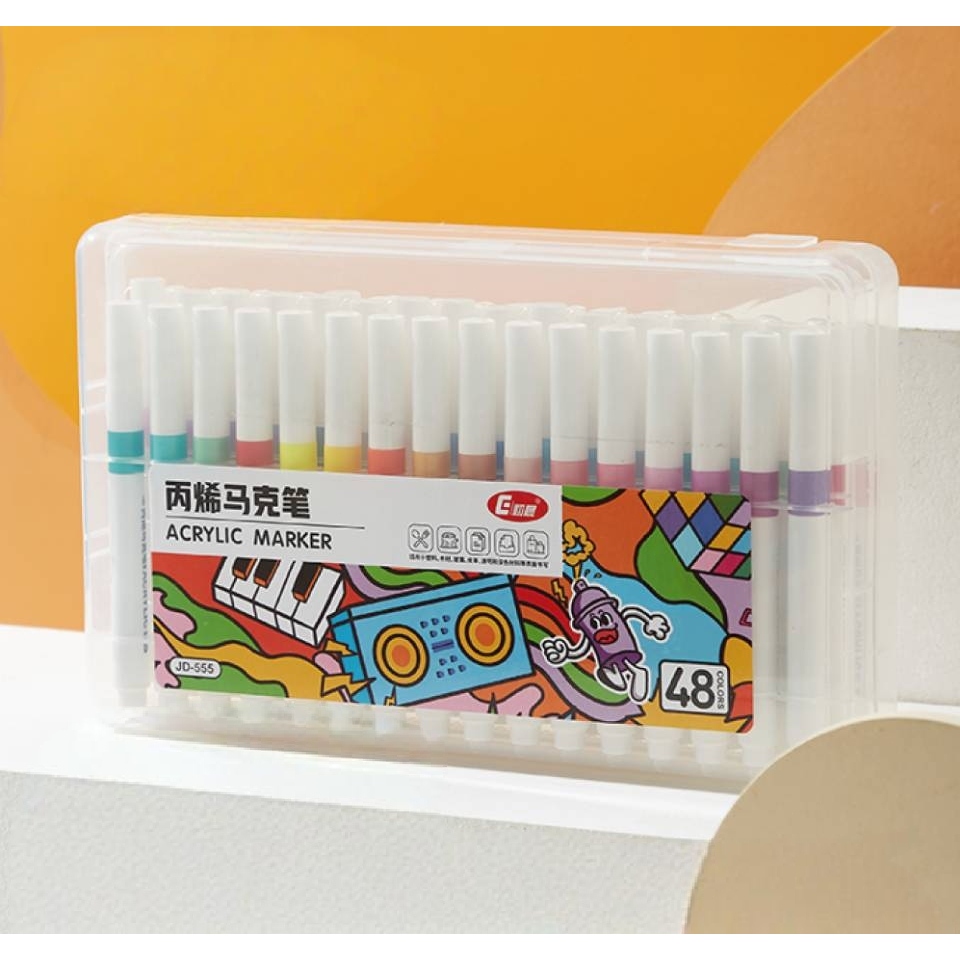 

48 Warna Spidol Akrilik Marker 1 set Acrylic Marker Squeezy Pen Akrilik Marker Warna