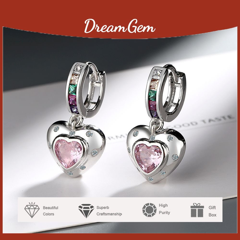 Anting Berlian Asli Bersertifikat Anting Perak Hati Gaya Korea