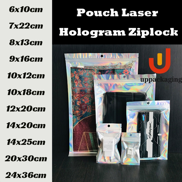 

POUCH KEMASAN LASER HOLOGRAM ZIPLOCK NON STANDING PLASTIK KLIK TERMURAH