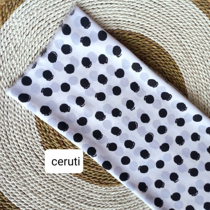 kain ceruti premium motif polkadot hitam putih