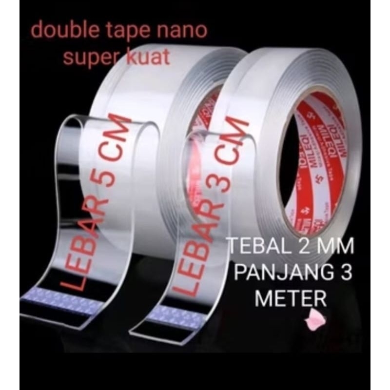 

double tape bening lebar 5 cm dan 3 cm double tape super kuat original tape nano