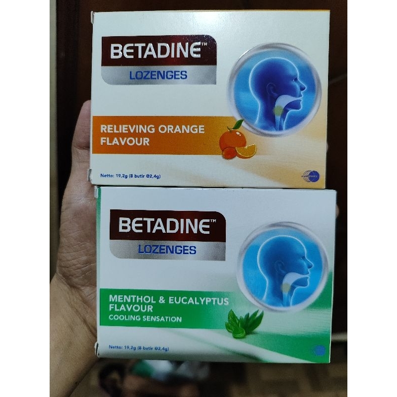 Betadine lozenges menthol & eucalyptus / relieving orange flavour cooling sensation