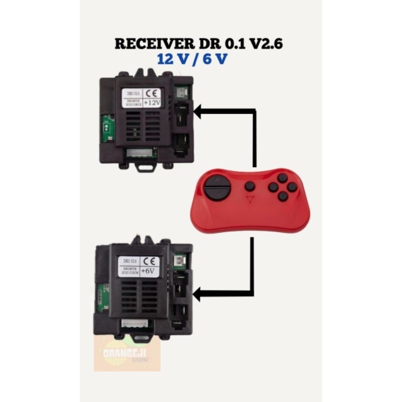 receiver dan remot merah mobil aki pmb toys