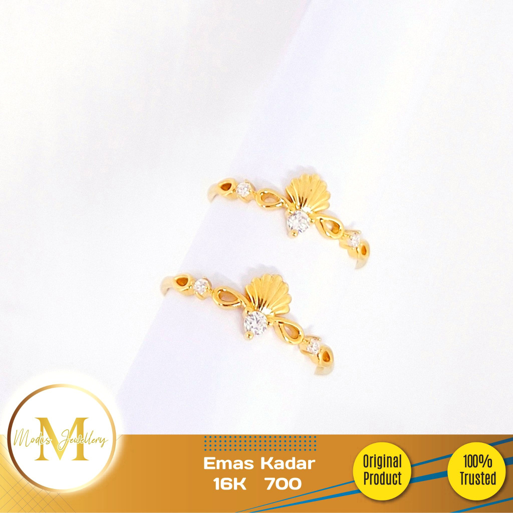MODIS JEWELLERY - Cincin Shell Solitaire Kuning- Emas 16k  700