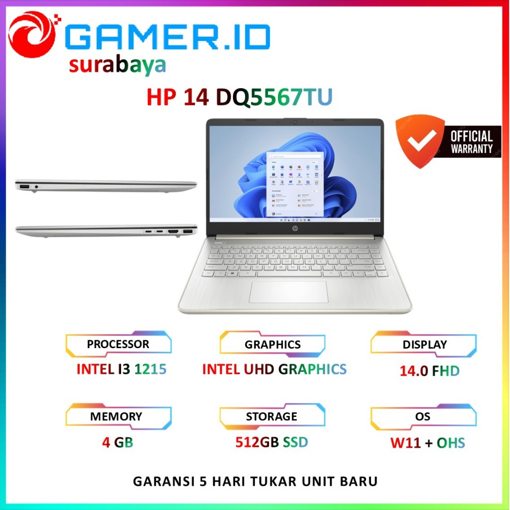 HP 14 I3 1215 - 4GB 512GB 14.0FHD BLIT