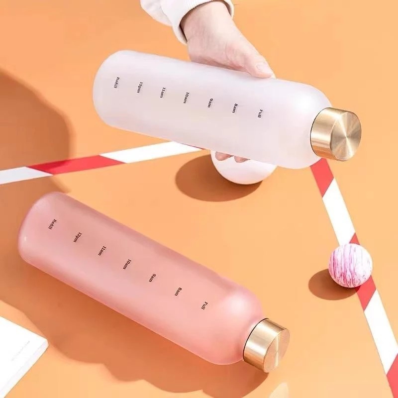 Botol Minum Penanda Waktu Motivasi Gradasi Pastel Big Belly H487-3 Doff / Botol minum anak viral H48