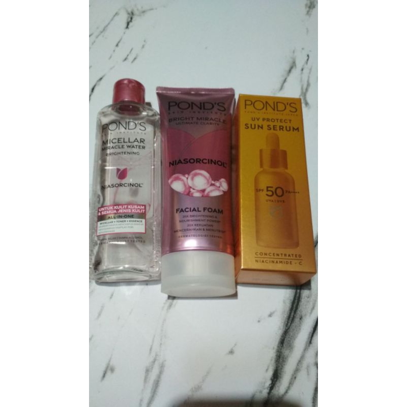 Bundle Ponds face wash, sun serum & micellar water