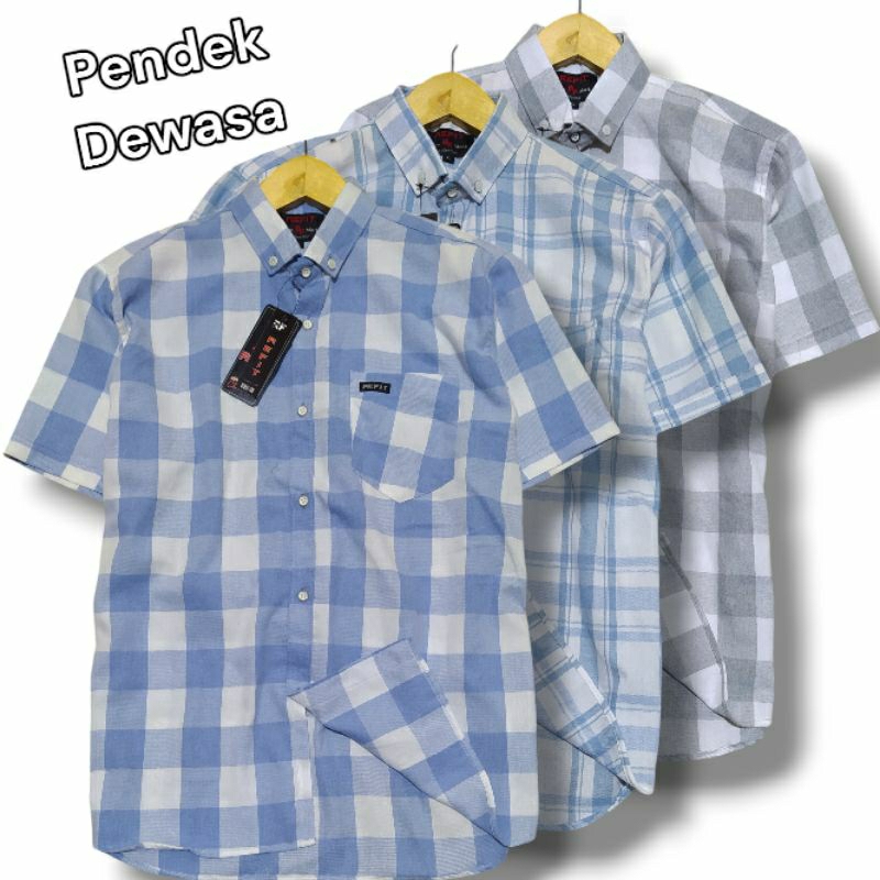 Flanel Pria Kotak Kemeja Flanel Pria Wanita Kotak Lengan Pendek Bahan Tebal Nyaman Kotak Lengan Pend