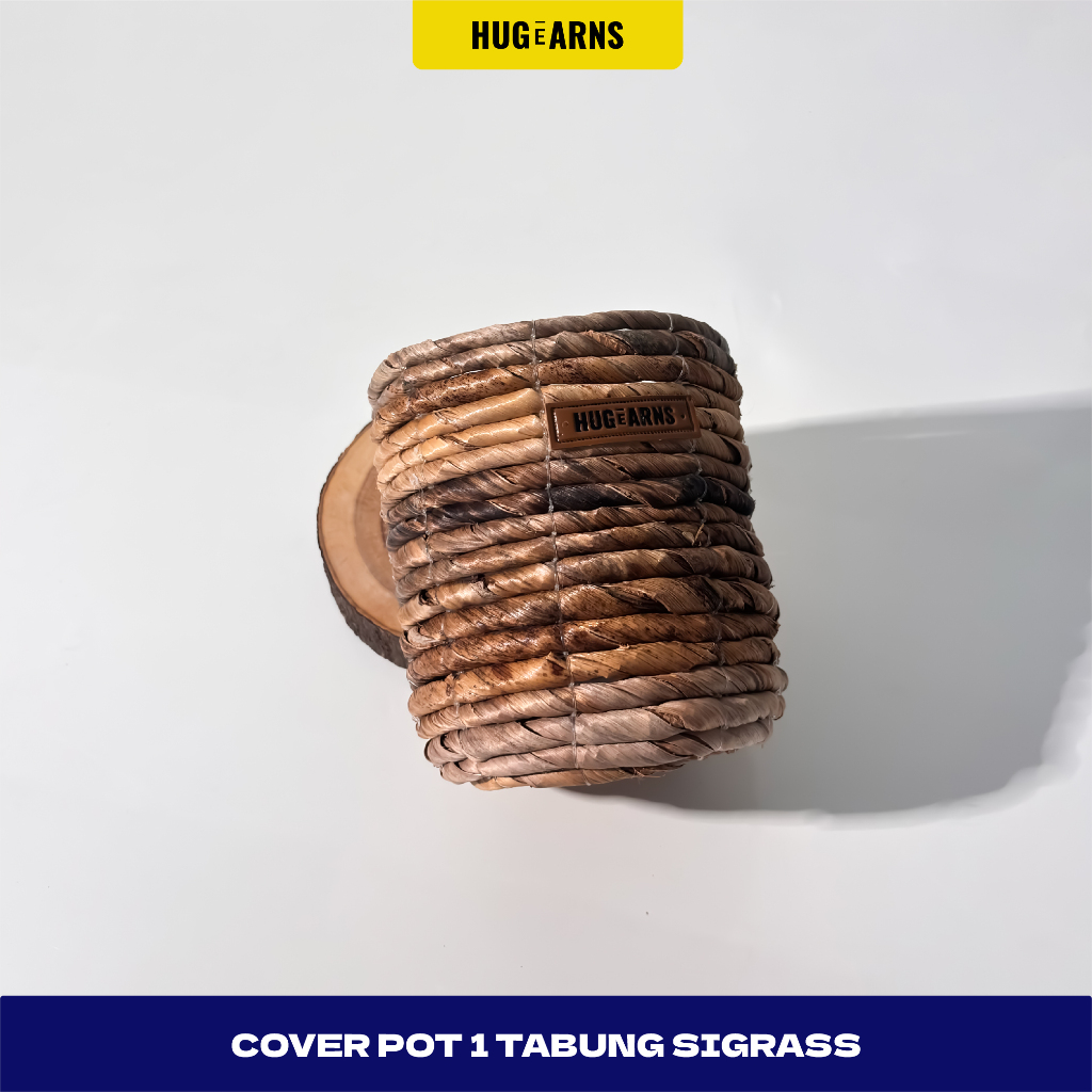 HUGeARNS - Cover Pot 1 Tabung Sigrass Anyaman Aesthetic Pot Vas / Cover Pot Anyaman / Cover Pot Anya