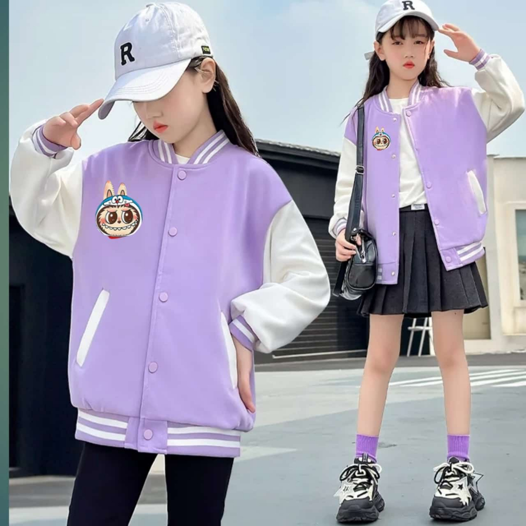 Spencer Doraemon Jaket Baseball Varsity Anak-anak
