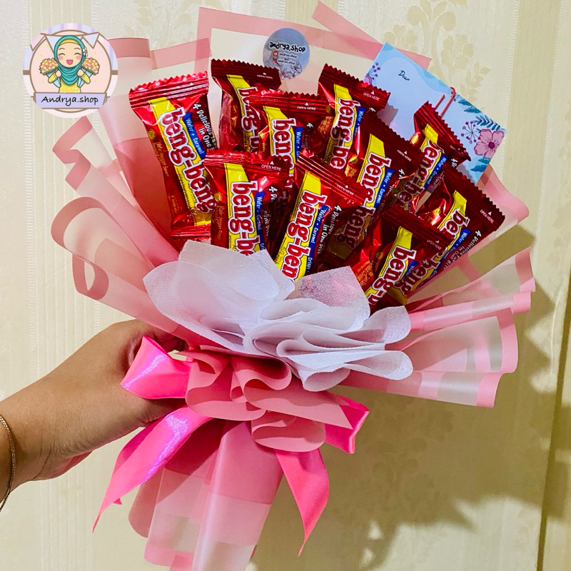 

Buket beng beng mini share it cellophane wisuda ultah sempro valentine