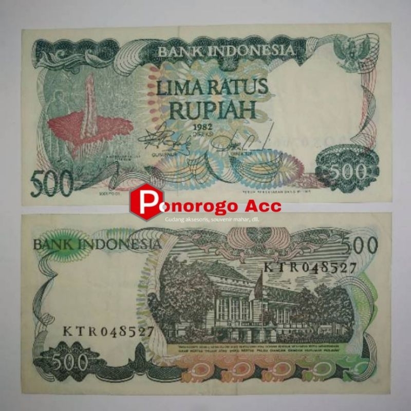 (Gress/Baru) Uang kuno kertas 500 rupiah bunga bangkai tahun 1982