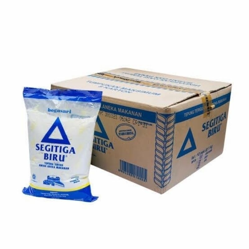 

Bogasari tepung segitiga biru 1kg 1dus isi 12pc